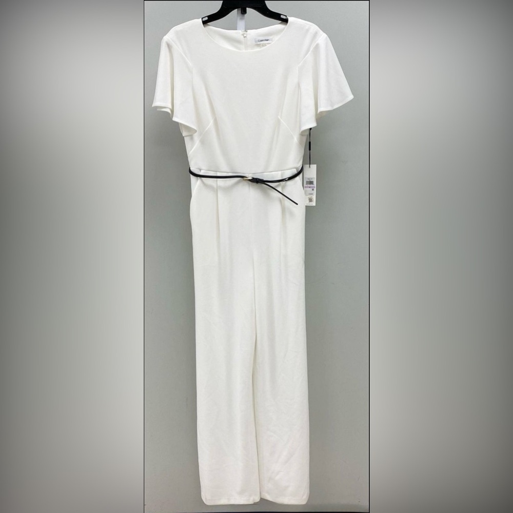 Calvin Klein Elegant White Jumpsuit with Black Accent
